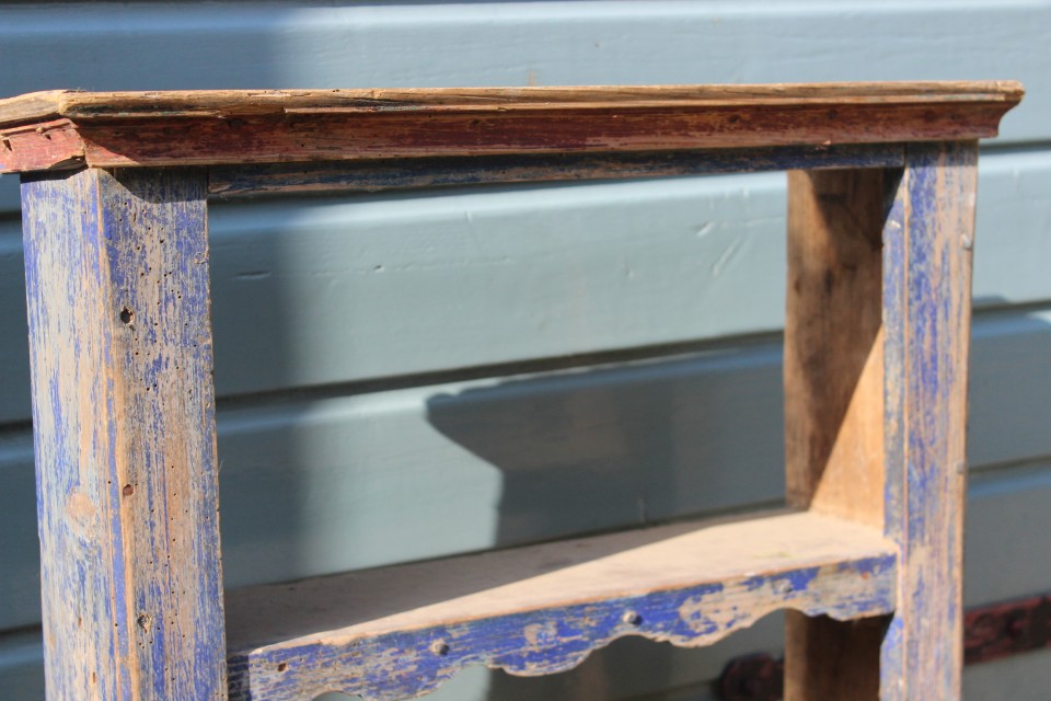 Brocante houten blauw kastje