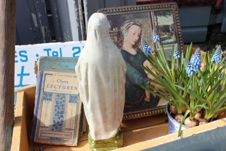 Oud Maria beeld van gips 35 cm hoog