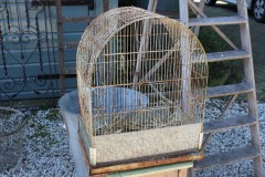 Brocante grote metalen vogelkooi