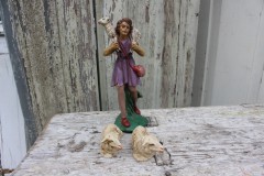 Oude plastic herder met 2 schaapjes kerststal ItaliÃ«