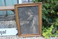 Brocante sepia prent dame in lijst