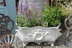 Brocante Franse grijze jardiniere